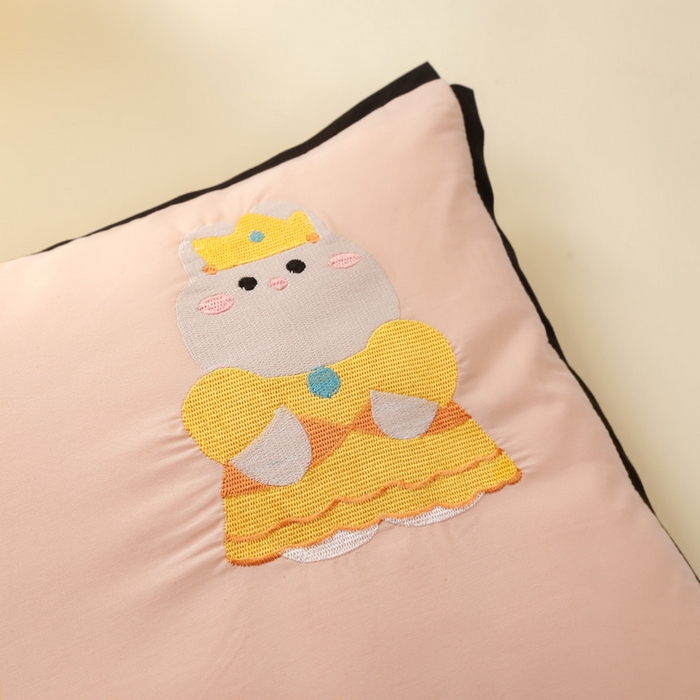 91家纺网 家纺一手货源 找家纺 喜多兔儿童家纺 2024新款高精密纯棉水洗棉枕套 粉色小兔子