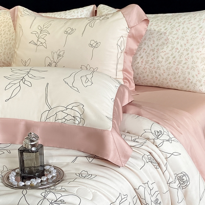 91家纺网 家纺一手货源 找家纺 梵克保罗 2024新款莱赛尔数码印花夏被四件套 菲青