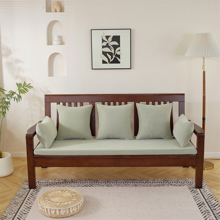 91家纺网 家纺一手货源 找家纺 共鸣沙发垫 2024新款50D高密度高回弹四季款海绵沙发垫 棉朵绒绿色