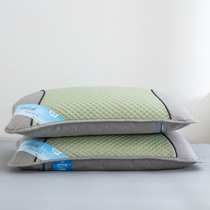 91家纺网 家纺一手货源 找家纺 纽乐 2024新款凉感冰豆豆枕茉莉花填充枕芯 35*55cm/只 绿灰