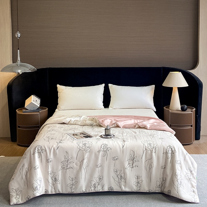 91家纺网 家纺一手货源 找家纺 梵克保罗 2024新款莱赛尔数码印花夏被四件套 菲青