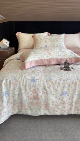 91家纺网 家纺一手货源 找家纺 梵克保罗 2024新款莱赛尔数码印花夏被四件套 花海缠绵