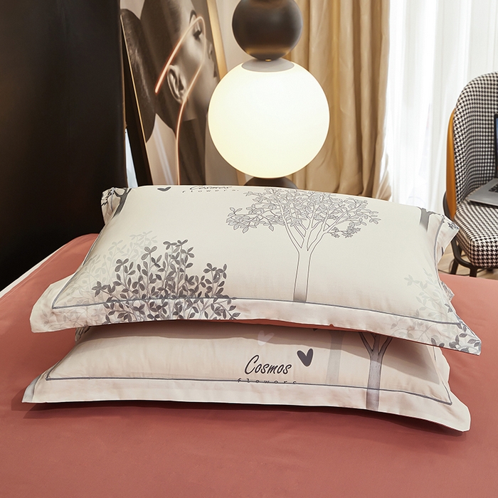 91家纺网 家纺一手货源 找家纺 雲归梦 2024新款全棉铂金棉数码印花四件套云思木想 灰