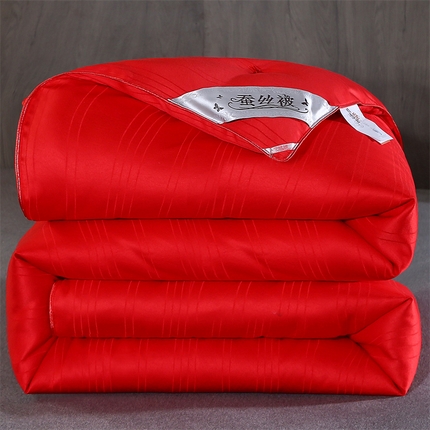 91家纺网 家纺一手货源 找家纺 江山被业 2025新款60S长绒棉手工订花蚕丝被被子被芯 胭脂红