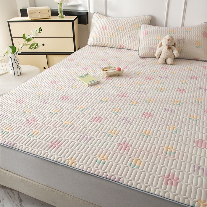 91家纺网 家纺一手货源 找家纺 佳梦达 新款0.4厚度纯色凉感丝乳胶凉席三件套（风格二） 星河