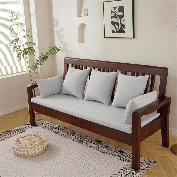 91家纺网 家纺一手货源 找家纺 共鸣沙发垫 2024新款50D高密度高回弹四季款海绵沙发垫 回形格灰色