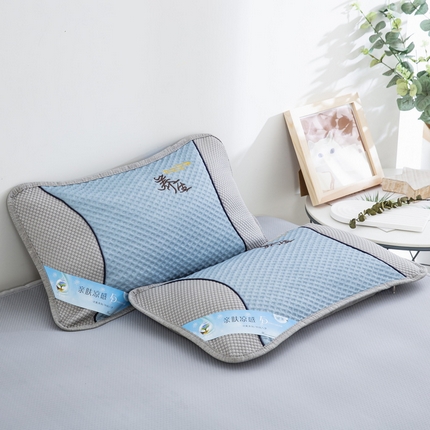 91家纺网 家纺一手货源 找家纺 纽乐 2024新款凉感冰豆豆枕茉莉花填充枕芯 35*55cm/只 蓝灰