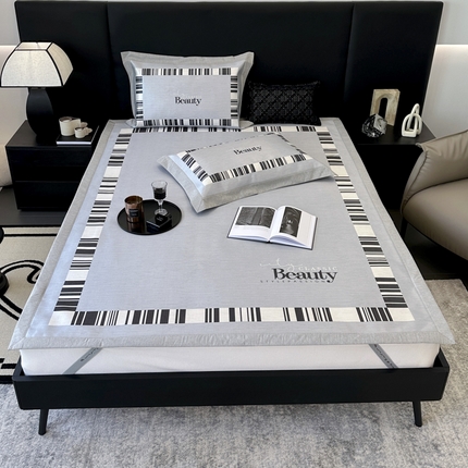 JUICY 橘滋家纺 2024新款A类数码印花抑菌冰丝床席款床笠款软凉席套件 城市漫步（平席款）