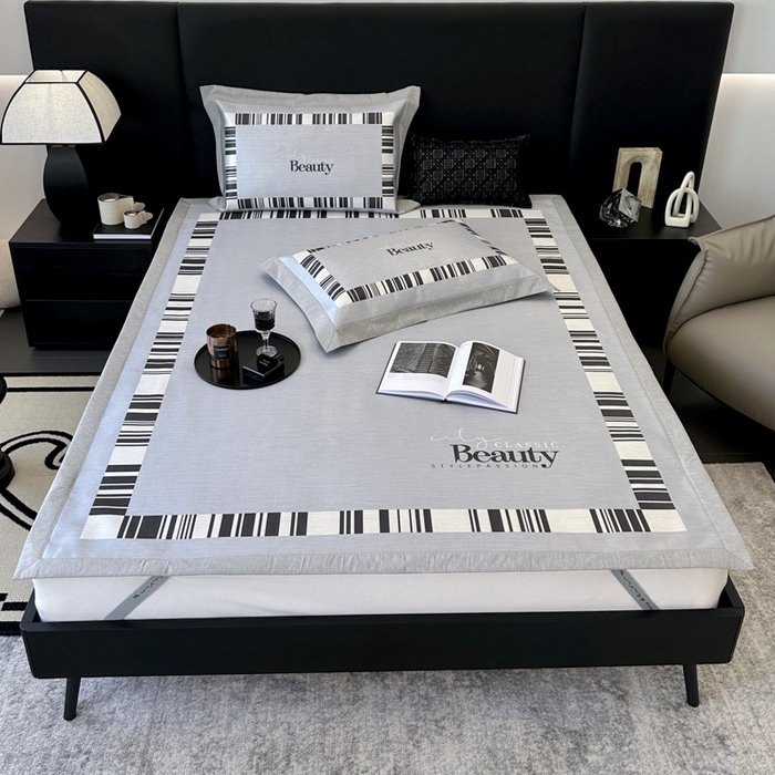 91家纺网 家纺一手货源 找家纺 JUICY 橘滋家纺 2024新款A类数码印花抑菌冰丝床席款床笠款软凉席套件 城市漫步（平席款）