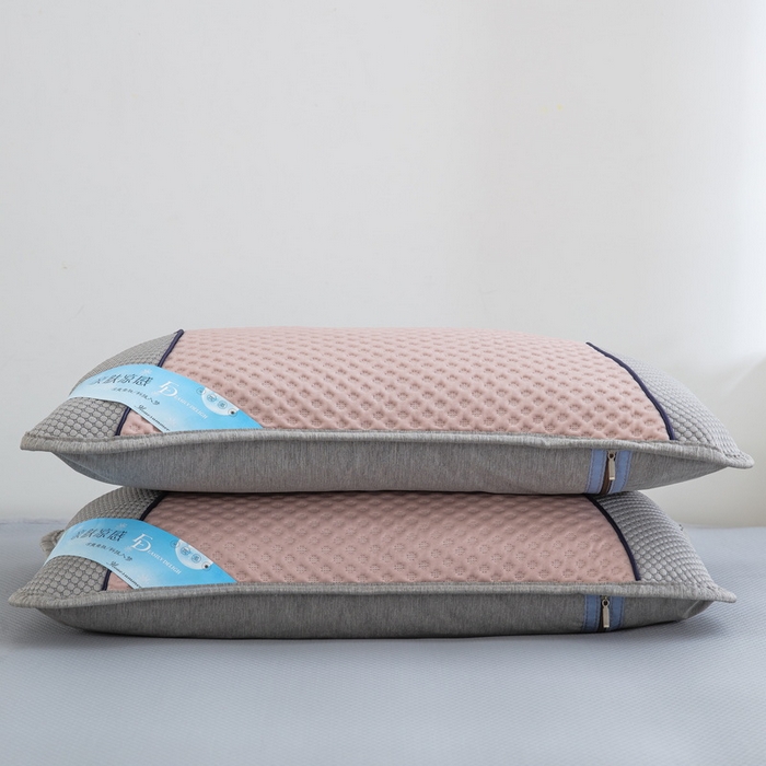 91家纺网 家纺一手货源 找家纺 纽乐 2024新款凉感冰豆豆枕茉莉花填充枕芯 35*55cm/只 粉灰