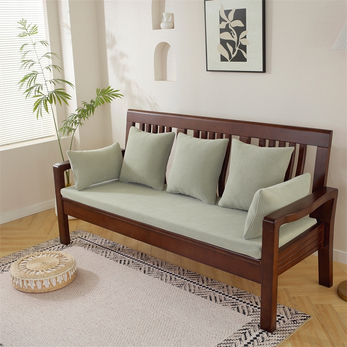 91家纺网 家纺一手货源 找家纺 共鸣沙发垫 2024新款50D高密度高回弹四季款海绵沙发垫 棉朵绒绿色