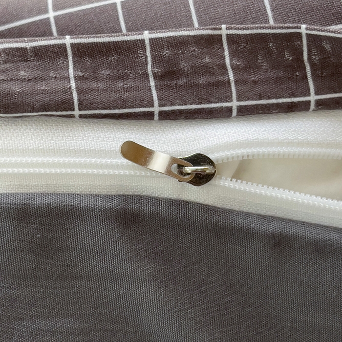 91家纺网 家纺一手货源 找家纺 楠沐家纺 2025新款无印风亲肤柔软水洗棉磨毛学生床四件套 黑小格