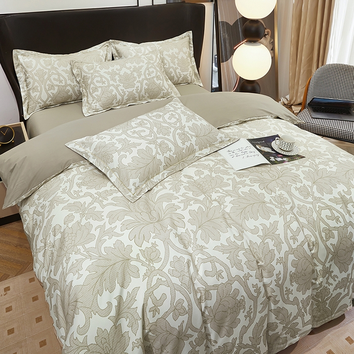 91家纺网 家纺一手货源 找家纺 雲归梦 2024新款全棉铂金棉数码印花四件套迷情欧典 咖