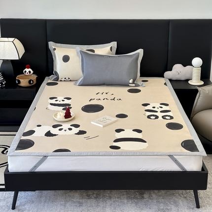 JUICY 橘滋家纺 2024新款A类数码印花抑菌冰丝床席款床笠款软凉席套件 圈圈熊猫（平席款）