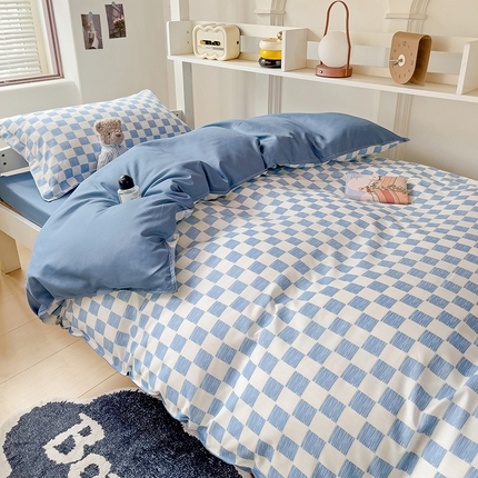 91家纺网 家纺一手货源 找家纺 （总）楠沐家纺 2025新款无印风亲肤柔软水洗棉磨毛学生床四件套