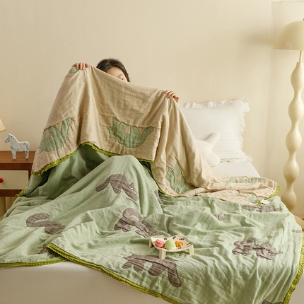 麻依 2024新款泡芙被夏季款五层纱布夏被夏凉被 黑色小咪