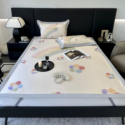 91家纺网 家纺一手货源 找家纺 （总）JUICY 橘滋家纺 2024新款A类数码印花抑菌冰丝床席款床笠款软凉席套件