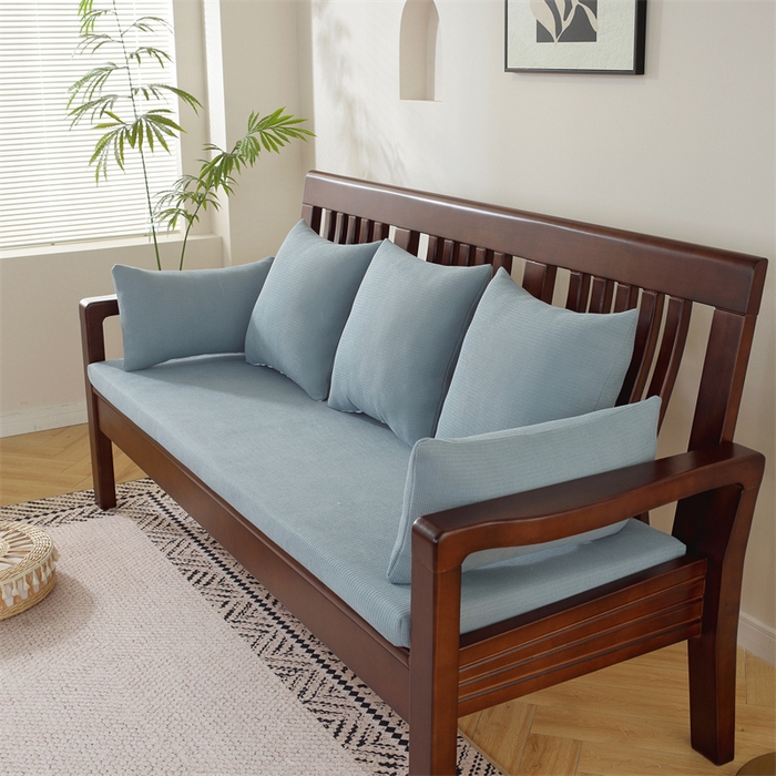 91家纺网 家纺一手货源 找家纺 共鸣沙发垫 2024新款50D高密度高回弹四季款海绵沙发垫 玉米粒绒蓝色