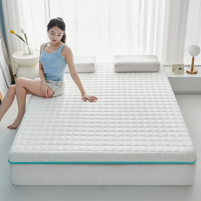 91家纺网 家纺一手货源 找家纺 祁恋婷家居 2024新款牛奶丝乳胶记忆棉床垫【床垫遮盖物】 格子白