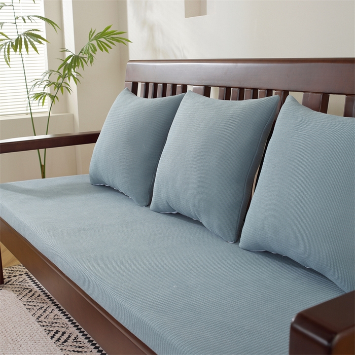 91家纺网 家纺一手货源 找家纺 共鸣沙发垫 2024新款50D高密度高回弹四季款海绵沙发垫 玉米粒绒蓝色