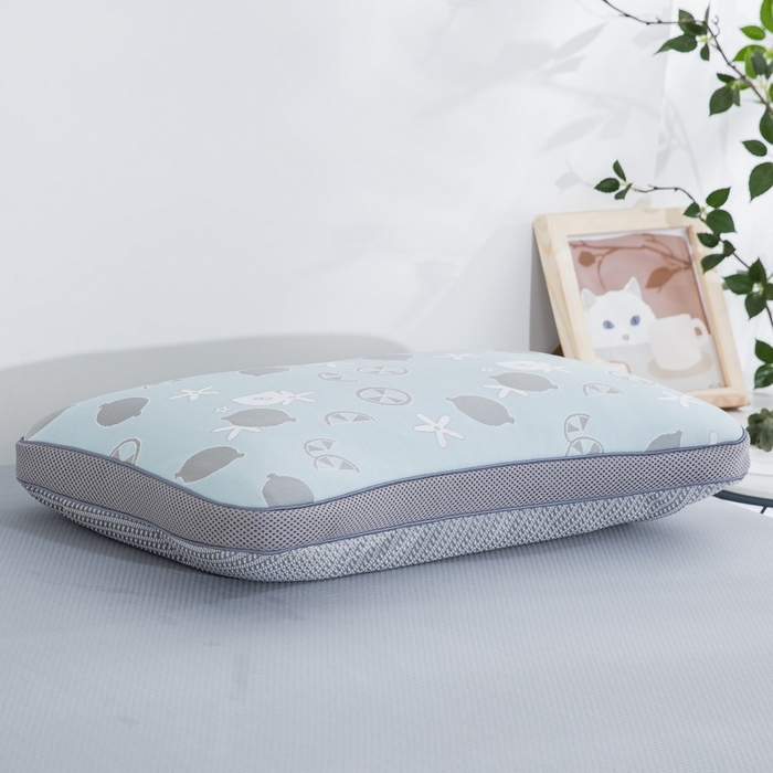 91家纺网 家纺一手货源 找家纺 纽乐家纺 2024新款冰丝透气茶叶枕 冰丝透气枕-蓝色35*55cm