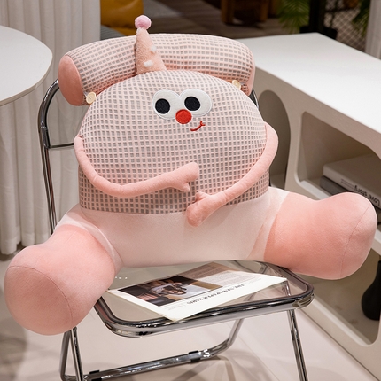 91家纺网 家纺一手货源 找家纺 （总）仟亿莱 2024新款多巴胺大眼萌怪拥抱式腰靠