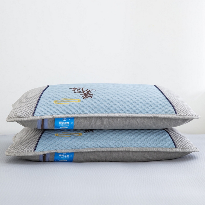 91家纺网 家纺一手货源 找家纺 纽乐 2024新款凉感冰豆豆枕茉莉花填充枕芯 35*55cm/只 蓝灰