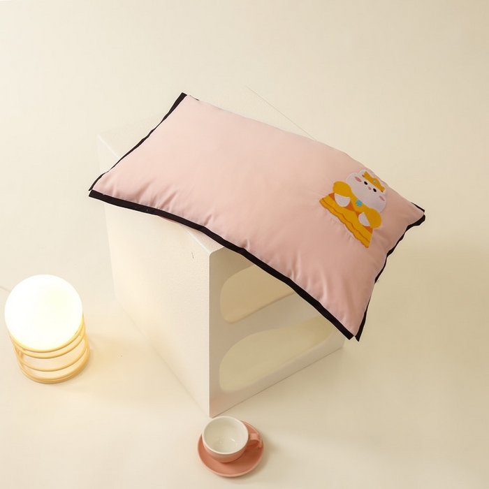 91家纺网 家纺一手货源 找家纺 喜多兔儿童家纺 2024新款高精密纯棉水洗棉枕套 粉色小兔子