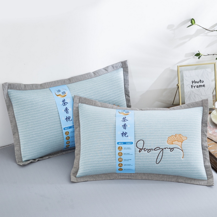 91家纺网 家纺一手货源 找家纺 纽乐 2024新款天然茶香枕家用枕头枕芯 天然茶香枕-蓝色 35*55cm/只