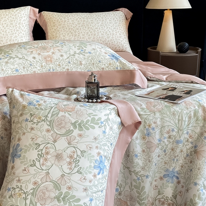 91家纺网 家纺一手货源 找家纺 梵克保罗 2024新款莱赛尔数码印花夏被四件套 花海缠绵