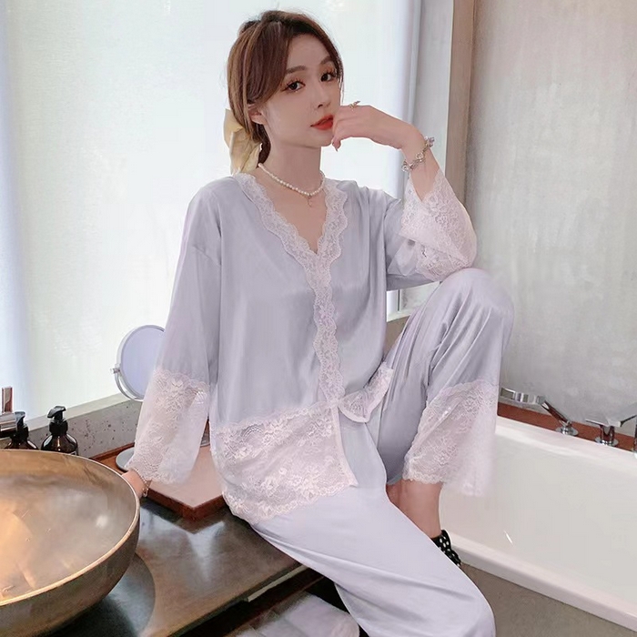 91家纺网 家纺一手货源 找家纺 洛兰沙家居馆【只代发】【只代发】 2024新款冰丝蕾丝睡裙 23101-粉色