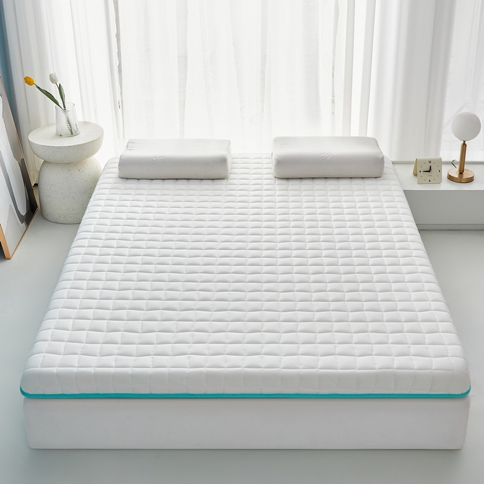 91家纺网 家纺一手货源 找家纺 祁恋婷家居 2024新款牛奶丝乳胶记忆棉床垫【床垫遮盖物】 格子白