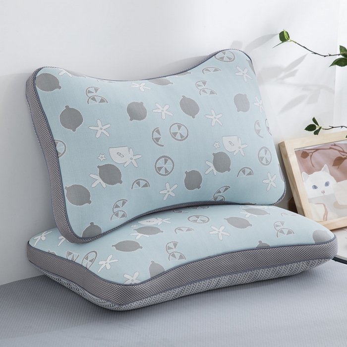 91家纺网 家纺一手货源 找家纺 纽乐家纺 2024新款冰丝透气茶叶枕 冰丝透气枕-蓝色35*55cm