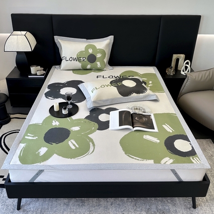 91家纺网 家纺一手货源 找家纺 （总）JUICY 橘滋家纺 2024新款A类数码印花抑菌冰丝床席款床笠款软凉席套件