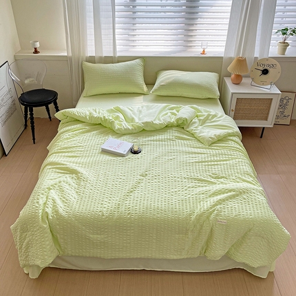 91家纺网 家纺一手货源 找家纺 春光里 2024新款布标泡泡格夏被四件套