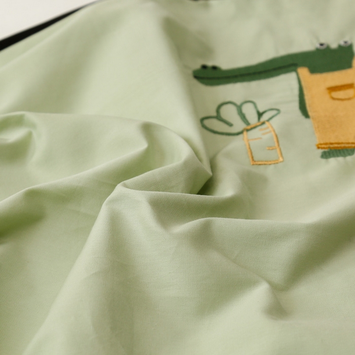 91家纺网 家纺一手货源 找家纺 喜多兔儿童家纺 2024新款高精密纯棉水洗棉枕套 绿色小鳄鱼