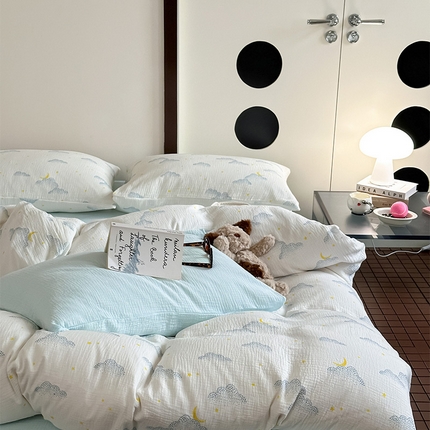 91家纺网 家纺一手货源 找家纺 （总）山舍家居 2024新款全棉双层纱四件套