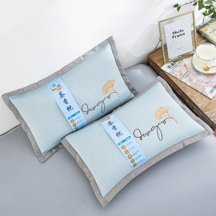 91家纺网 家纺一手货源 找家纺 纽乐 2024新款天然茶香枕家用枕头枕芯 天然茶香枕-蓝色 35*55cm/只