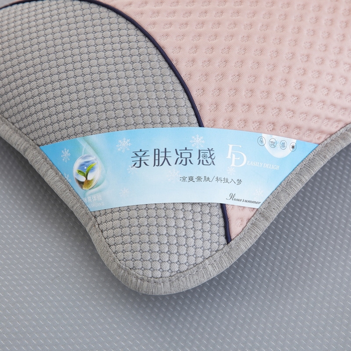 91家纺网 家纺一手货源 找家纺 纽乐 2024新款凉感冰豆豆枕茉莉花填充枕芯 35*55cm/只 粉灰