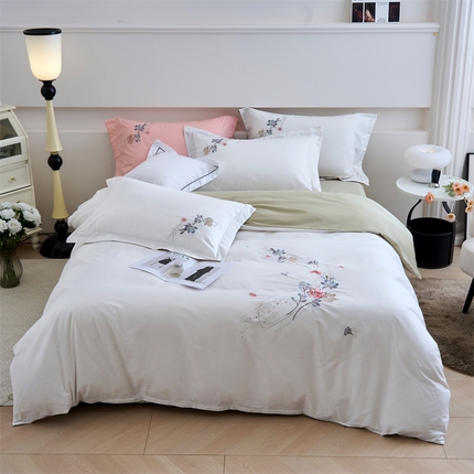 91家纺网 家纺一手货源 找家纺 （总）兰紫橙家纺 2025新款花卉全棉刺绣四件套系列—花蔓