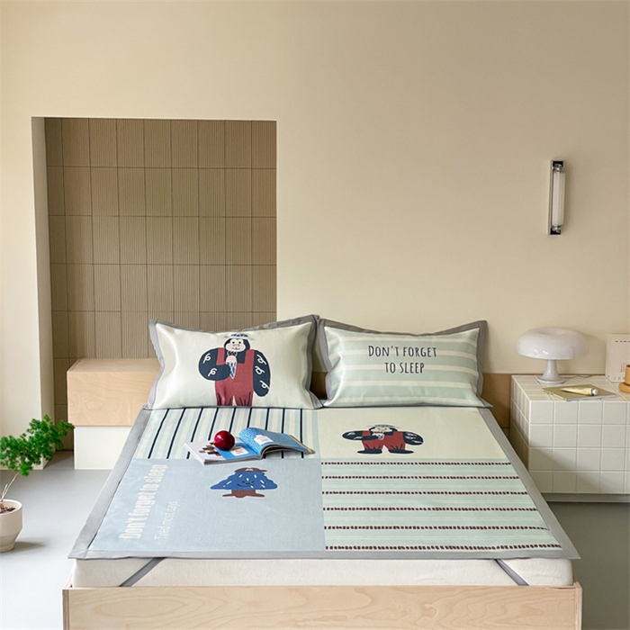 91家纺网 家纺一手货源 找家纺 圆岛家纺 2024新款900D卡通冰丝养生席 快乐猩