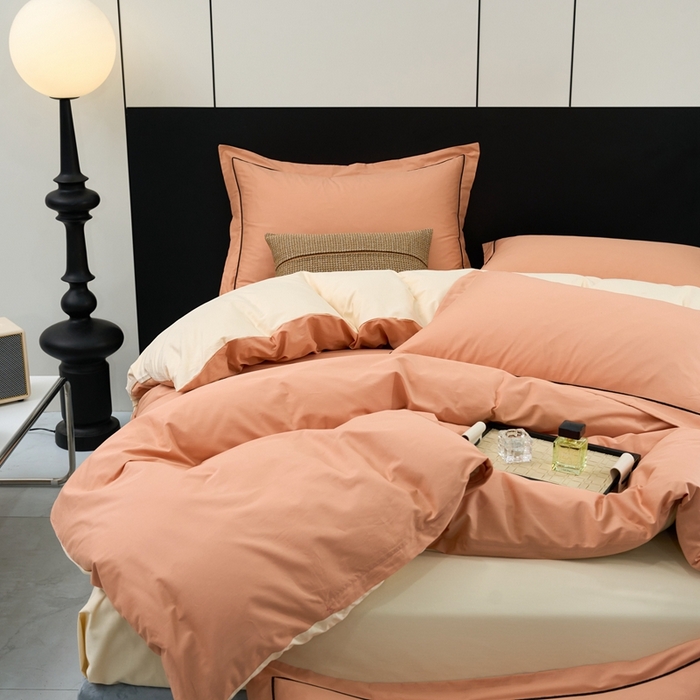 91家纺网 家纺一手货源 找家纺 （总）三沁家居 2024新款纯色简约精梳长绒棉四件套全棉四件套直播