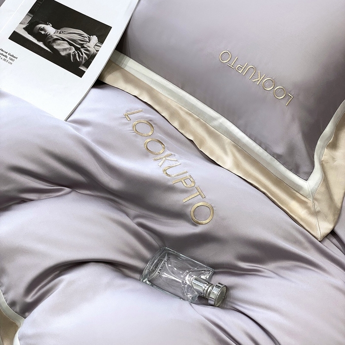 91家纺网 家纺一手货源 找家纺 优悦生活馆 宽边拼角冰丝刺绣四件套-仰望 仰望-紫