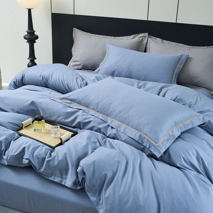 91家纺网 家纺一手货源 找家纺 三沁家居 2024新款精梳长绒棉四件套 烟兰