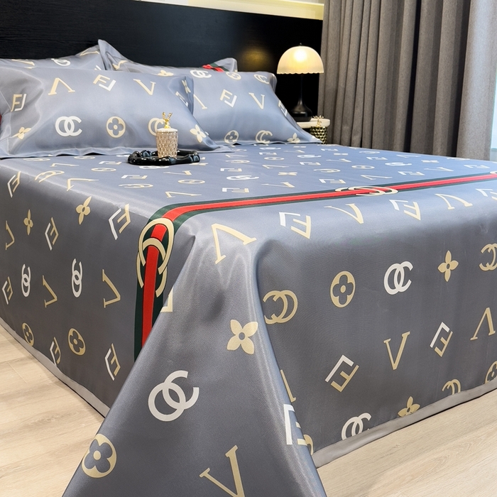 91家纺网 家纺一手货源 找家纺 柏薇 2024新款冰丝床单款凉席三件套 时尚贵族