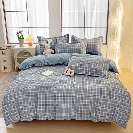 好亿来家纺 2025新款无印风植物羊绒加厚斜纹磨毛单被套 暖阳-蓝