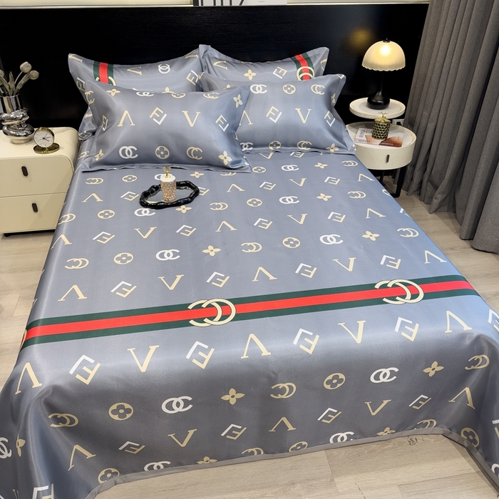 91家纺网 家纺一手货源 找家纺 柏薇 2024新款冰丝床单款凉席三件套 时尚贵族