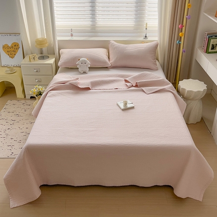 91家纺网 家纺一手货源 找家纺 羽爱家纺 2024新款双面纯色全棉水洗床盖 浅玉