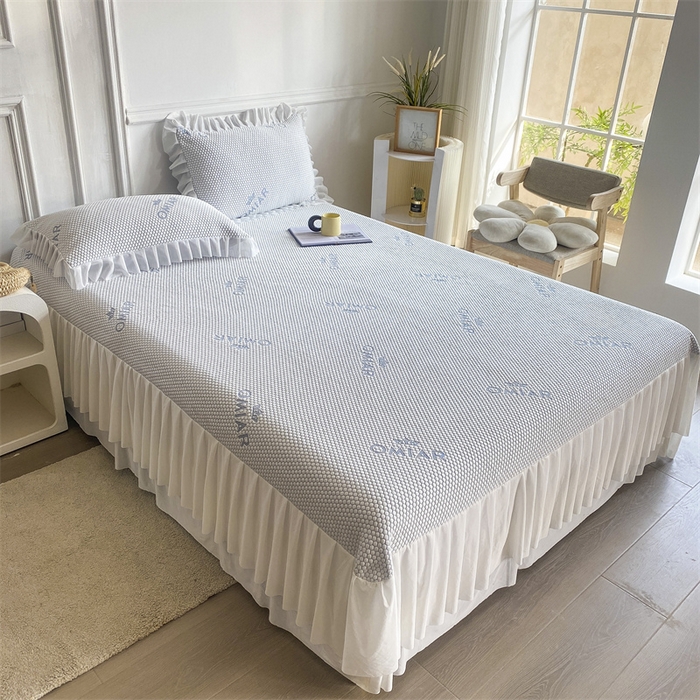 91家纺网 家纺一手货源 找家纺 叠派家纺 2024新款抗菌冰豆豆床裙款凉席-皇冠系 冰豆豆皇冠系列-床裙款 淡雅灰