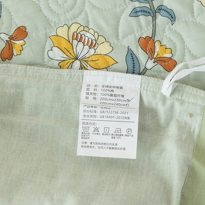 91家纺网 家纺一手货源 找家纺 优乐家纺 2025新款全棉斜纹13376单层被套夹棉床盖款四件套 朵唯